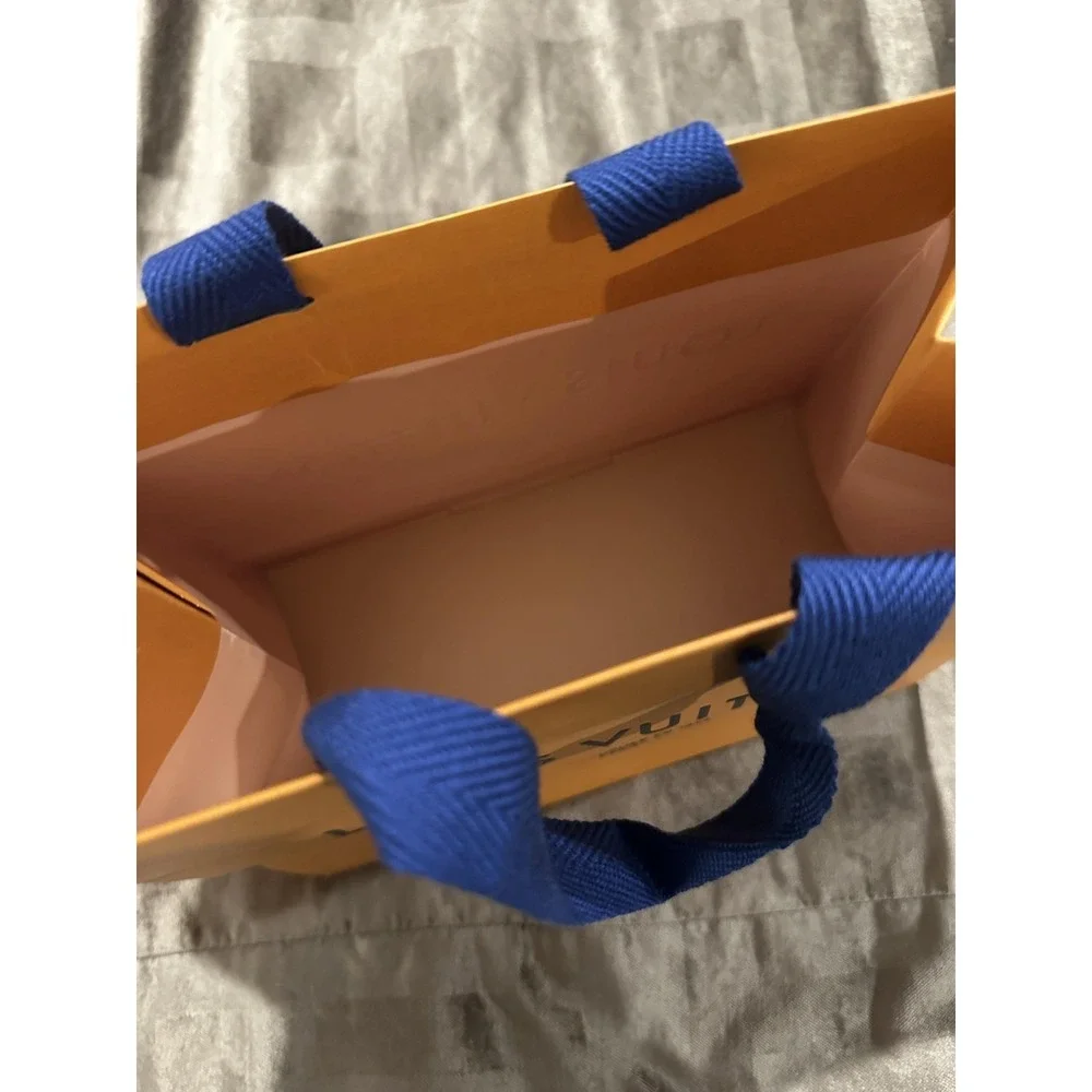 Louis Vuitton‎ Orange Logo Shopping Gift Paper Bag Blue Handles Small Size
